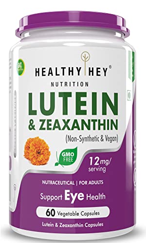 HealthyHey Nutrition Natural Lutein 10mg with 2mg Zeaxanthin - Support Eye Health - 60 Veg. Capsules (60)