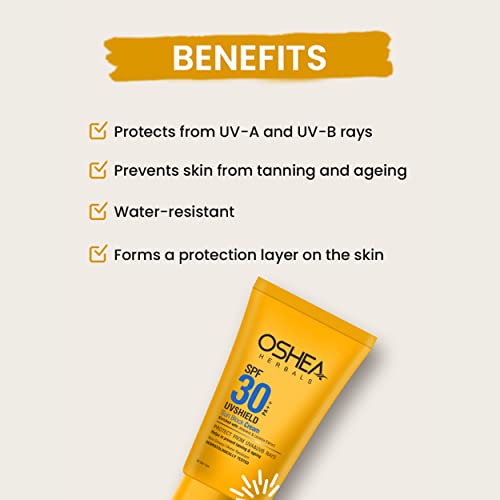 Oshea Uvshield Sun Block Cream Spf 30 I Prevent Tanning & Ageing I Enriched with Aloevera and Licorice Extract- 120 gm