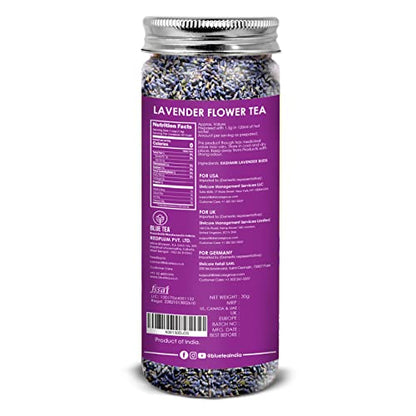 BLUE TEA - Pure Organic Lavender Flower Tea 30g- 30 Cups | Sun Dried Flowers| Used in Iced Tea, Flavored Syrups, Cocktails