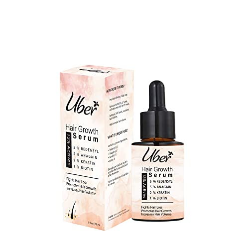 Uber Hair Growth Serum Actives 13% |With Redensyl, Anagain, Keratin & Biotin For Hair Fall Control f| Reduces Hair Fall | Increase Hair Density | 30ml