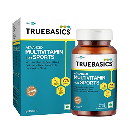 TrueBasics Advanced Multivitamin For Sports & Fitness, 30 Multivitamin Tablets, with Amino Acid, Enends, 24 Vitamins & Minerals, for Immunity & Energy