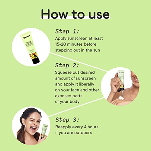 QUENCH Bravocado Sunscreen SPF 50+ PA++++| Korean Sunscreen with Vitamin E & Avocado for Glowing Skiicky| UVA & UVB Protection| For Women & Men (50ml)