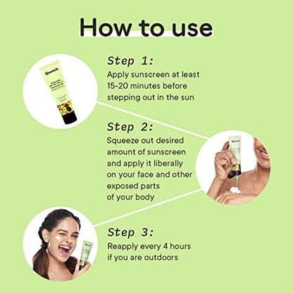 QUENCH Bravocado Sunscreen SPF 50+ PA++++| Korean Sunscreen with Vitamin E & Avocado for Glowing Skiicky| UVA & UVB Protection| For Women & Men (50ml)