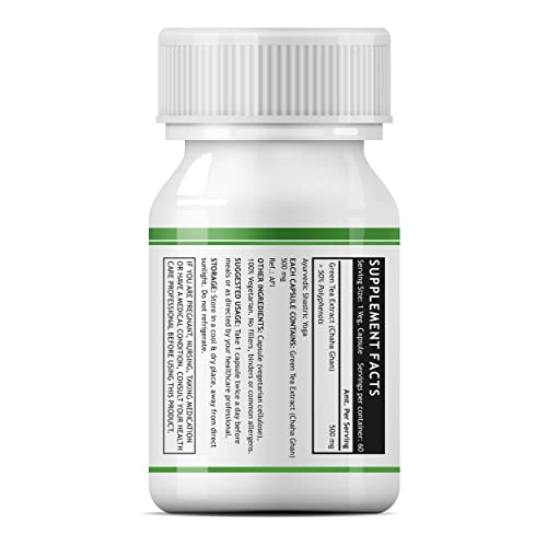 INLIFE Green Tea Extract for Weight Loss (Fat Burner) & Antioxidant 50% Polyphenols, 500 mg - 60 Veg Capsules