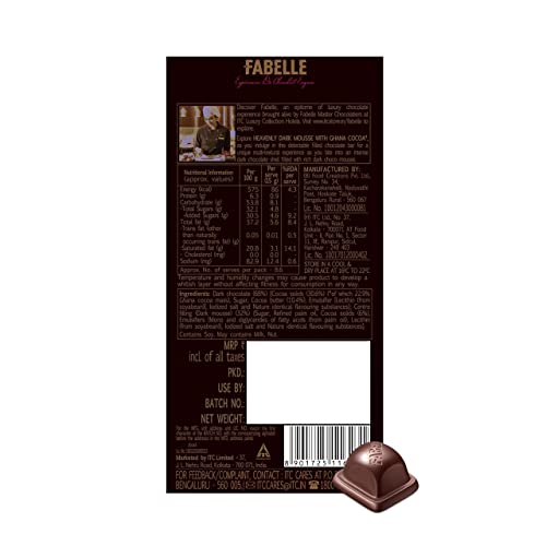 Fabelle Heavenly Dark Mousse with Ghana Cocoa, Centre-Filled Dark Chocolate Luxury Bar with Dark Mousse, 135g