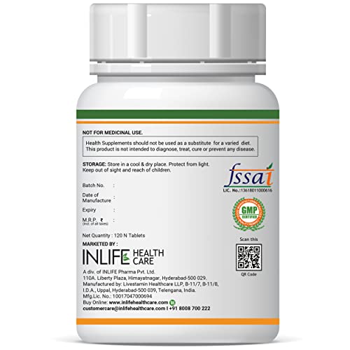 INLIFE Calcium Magnesium Zinc Vitamin D K2 Folic Acid & B12, Bone & Joint Calcium Supplement for Women Men - 120 Tabs