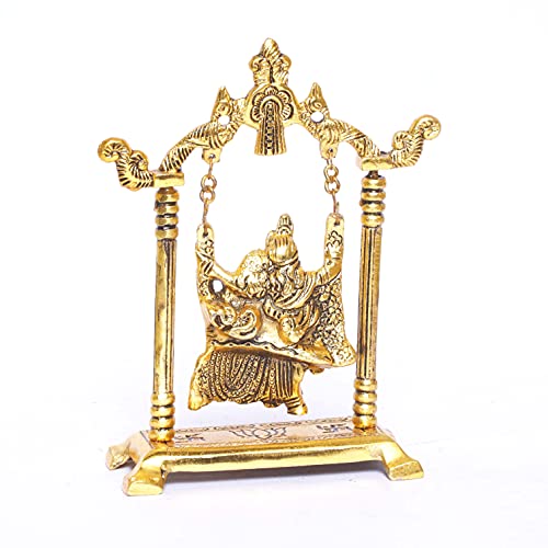 Radha Krishna on Swing jhula Metal Statue Gold Plated Decor Your Home,Office & Radha Krishna Murti,Showpiece