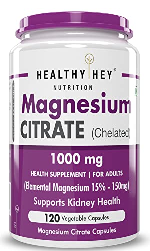 HealthyHey Nutrition Magnesium Citrate - 1000 mg - 120 Vegetable Capsules