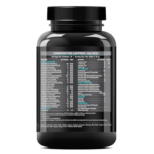 MuscleBlaze MB-Vite Daily Multivitamin with 51 Ingredients and 6 Essential Blends, 100% RDA of Immunergy, Strength & Recovery, 60 Multivitamin Tablets