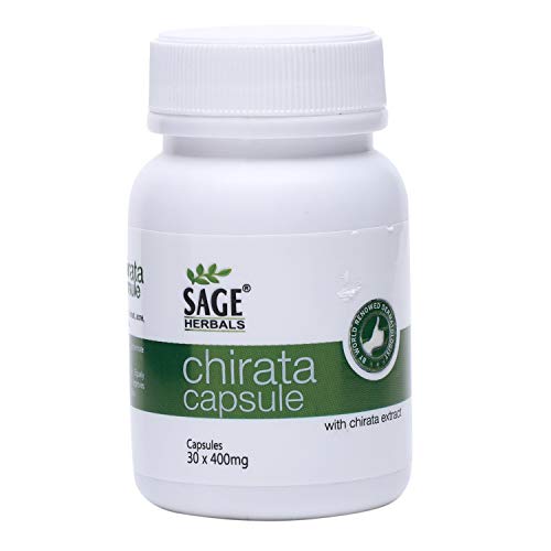 Sage Herbals Chirata for Blood Purification and Helps to Remove Pimples and Acne, 30 Capsules