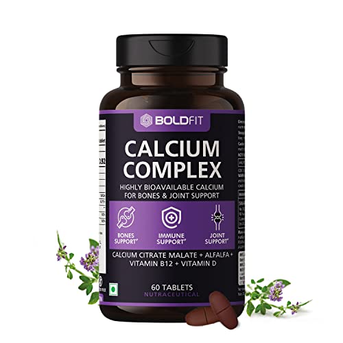 Boldfit Calcium Complex Supplement 1000mg With Alfalfa For Women And Men With Vit D2 And B12 Ideal For Immunity, Bone And Joint Support (60 Veg Tabs)