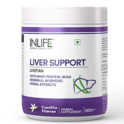 INLIFE Livstan Liver Support Protein Powder Supplement Whey Protein Powder & Ayurvedic Herbs, 300 grams (Vanilla)