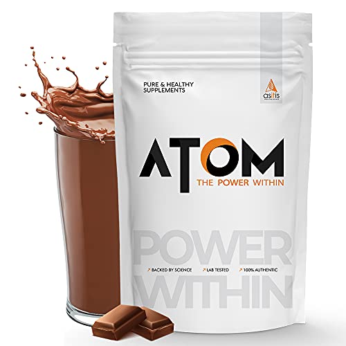 Asitis Nutrition ATOM Whey Protein 1kg with Digestive Enzymes | Double rich chocolate | 27g protein | 5.7g BCAA