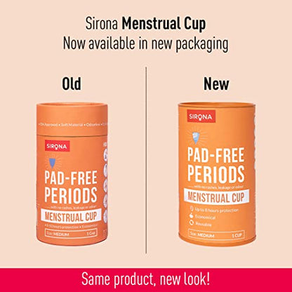 Sirona Reusable Menstrual Cup for Women | Medium Size with Pouch | Ultra Soft, Odour and Rash Free | 100% Medical Grade Silicone