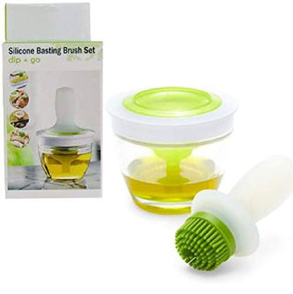 patel enterprise CRIYALE Basting Brush Set Silicone Pastry Brush Oil Pot with Brush (1 PC;Green)