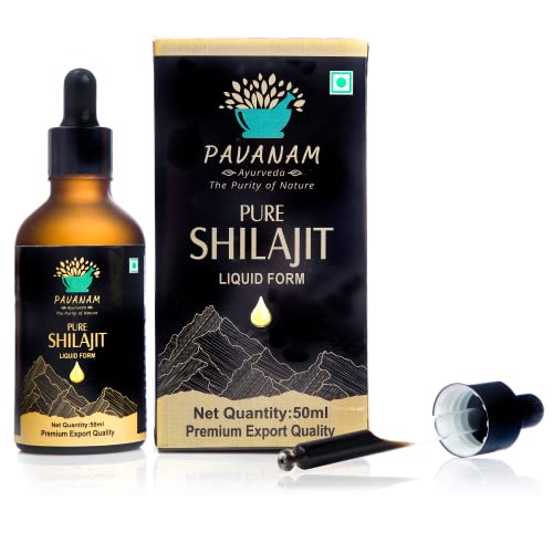 Pavanam Ayurveda Pure Ayurvedic Shilajit Liquid Drops, Authentic, Natural Trace Minerals & Fulvic Acid, Lab Tested 50ml - Pack of 1