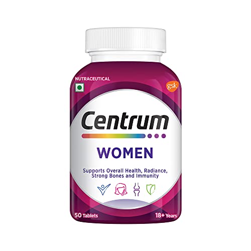 Centrum Women, with Biotin, Vitamin C & 21 vital Nutrients for Overall Health, Radiance, Strong Bones & Immunity (Veg) 50s