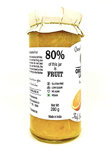 Orchard Lane Orange Marmalade Jam with 80% Orange Content, No Preservatives or Chemicals, 280 Grams- Low Sugar
