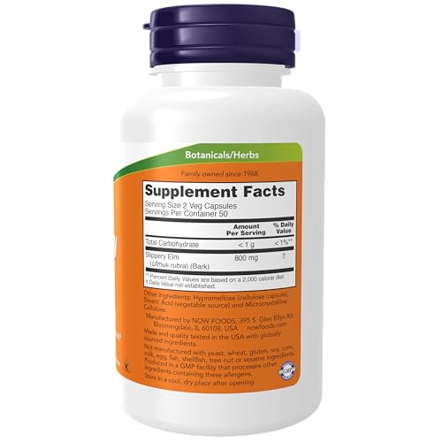 Now Foods Slippery Elm Capsules 400mg - 100 Capsules