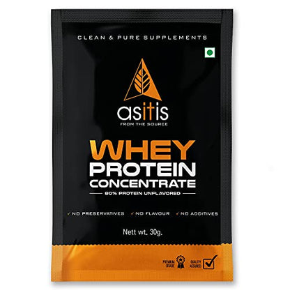 Asitis Nutrition Whey Protein Concentrate 80% Single Serving Sachet - 30g | Unflavoured, Labdoor Certified