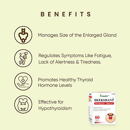 AMBIC DEEKSHANT Thyroid Ayurvedic Medicine for Hypothyroidism - 120 Tablets, Contains Goodness Of Or, Haldi & Mulethi makes it Best Thyroid Supplement