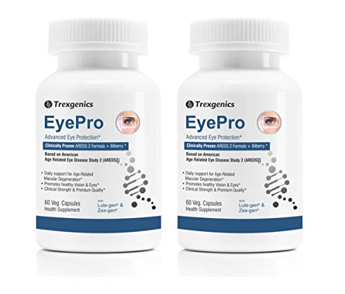 Trexgenics EyePro AREDS-2 Advanced Eye Protection with Researched Eye Ingredients Lutein,Zeaxanthin, Zn, Cu & Bilberry ( 2x 60 Veg. Capsules)