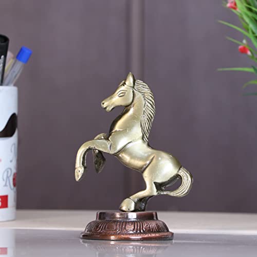 KridayKraft Metal Jumping Horse Statue for Wealth, Income, Shining and Bright Future (8.5 x 6.5 x 12 cm, Grey)