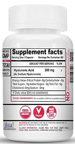 NutriJa Hyaluronic Acid 200mg Double strength | Promotes healthy Skin (120 Capsules)