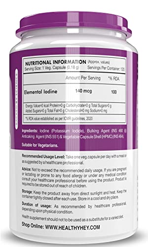 HealthyHey Nutrition Iodine | Supplement to Support The Thyroid and Maintain Healthy Cellular Metabolism* | 120 Veg Capsules