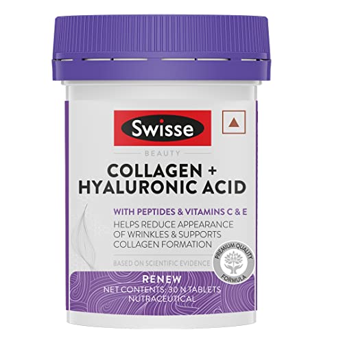 Swisse Collagen+ Hyaluronic Acid with Peptides, Vitamin C & E to Boost Skin Repair & Regeneration Fon & Women) Australia’s No.1 Beauty Nutrition Brand