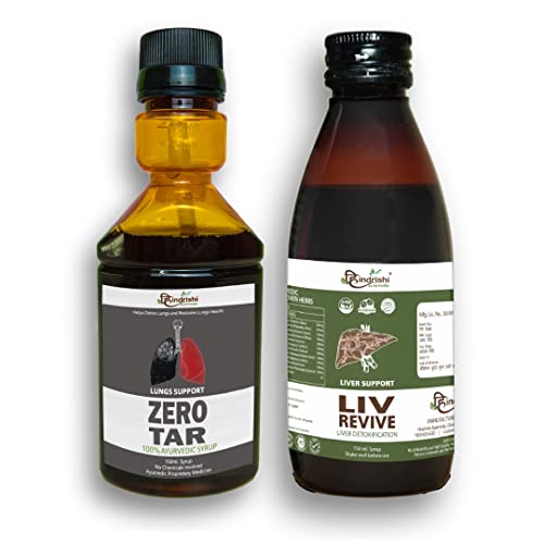 Hindrishi Ayurveda Zero Tar & Liv Revive Syrup, Lungs and Liver Detox (1 Zero Tar + 1 Liv Revive)