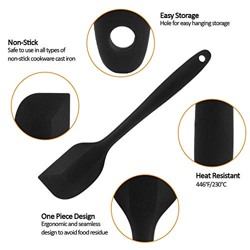 Spatlus Silicone Spatulas,Heat Resistant Non-Stick Flexible Rubber Scrapers Bakeware Tool Essential Cooking Gadget Spatula Big 27cm |Pack of 1 Black