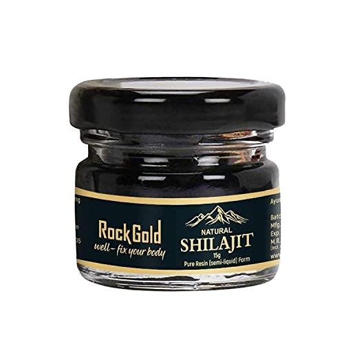 ROCK GOLD Pure Ayurvedic Raw Shilajit/Shilajeet Resin (Semi Liquid) for Men & Women - 15 Gram (Pack of 1)