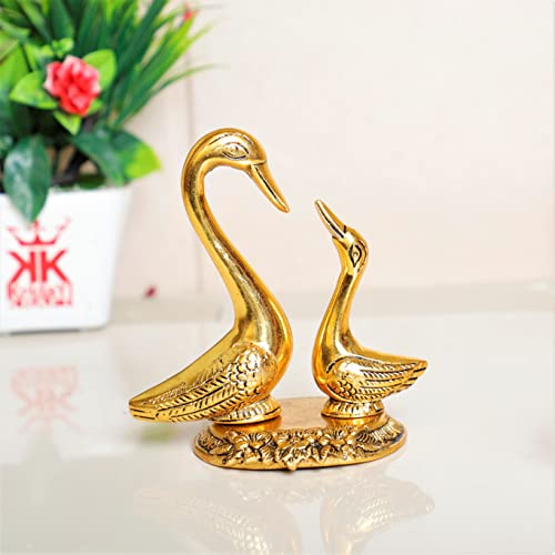 Love Birds Swanset Pair of Kissing Duck Metal Statue, Love for Romantic Gift to Boy friend, Girlfriend, Decor Your Home, Golden