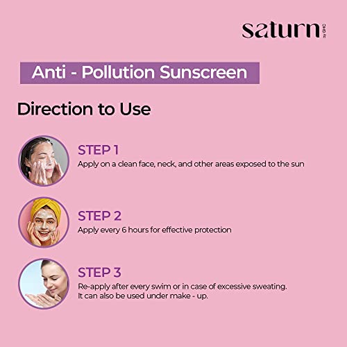 Saturn by GHC SPF 50 PA++ Suncreen | Broad Spectrum UVA & UVB Protection Anti-Pollution | No white cree | Paraben-Free | 100% Vegan (50gm - Pack of 1)