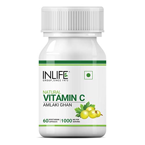 INLIFE Natural Vitamin C Amla Extract for Immunity, for Men Women Supplement - 60 Vegetarian Capsules (Pack of 1)