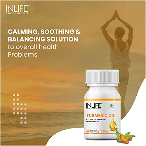 INLIFE Turmeric Oil Capsule, Faster Absorption than Extract, Antioxidant & Natural Detoxifier SuppleLiquid Filled Vegetarian Capsules (Pack of 2, 120)