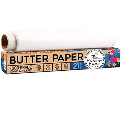 The Honest Home Company | Butter Paper Roll 21Meter | Reusable, Food Wrap | Lunch Box Safe - 21Mtr