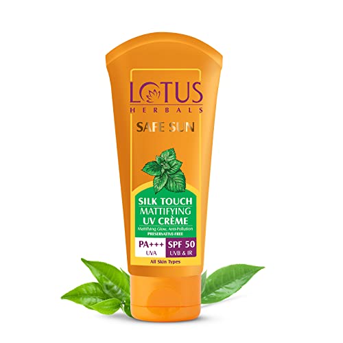 Lotus Herbals Safe Sun Silk Touch Mattifying Uv Screen Crème Spf 50| Pa+++, 75 g