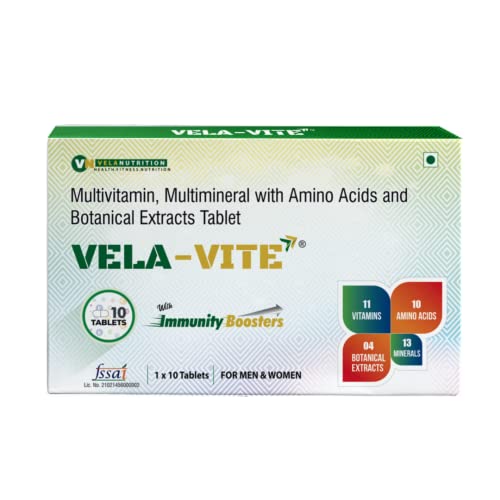 VELAVITE 38 Essential Vitamins, Minerals, Amino Acids and Botanical Extracts for an Overall Good Health- Pack of 30 Tablets