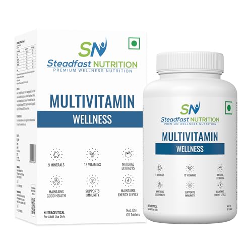 Steadfast Nutrition Multivitamin for Men & Women | Contains 30 Essential Vitamins & Minerals |13 Vitids| For Gym, Workout & Athletics | 60 Veg tablets