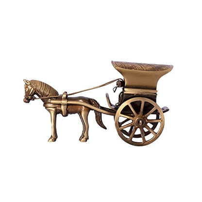 eCraftIndia Antique Finish Horse Carriage Brass Showpiece (13 cm x 6 cm x 8, Brown and Golden)