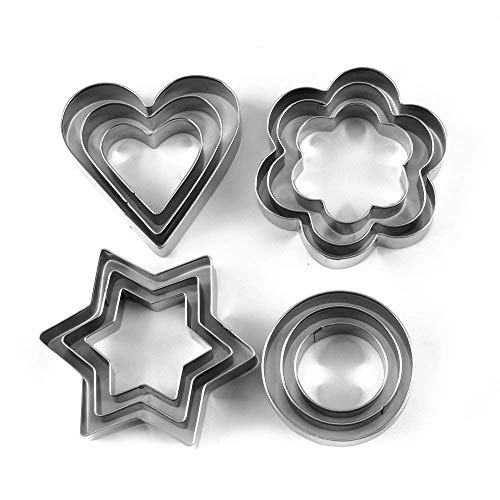 ADDCART Cookie Cutter 12Pcs/Set Pastry Fruit Molds Stainless Steel Heart Flower Round Star Biscuit Mould Fondant Cutting Cutters