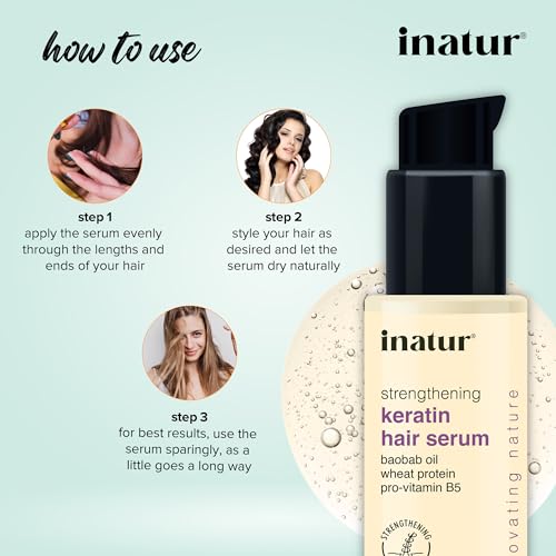 inatur Strengthening Keratin Hair Serum, Restores Shine, repairs Damaged Hair, Strengthens & Protects, Safe for Colour Treated Hair,50ml