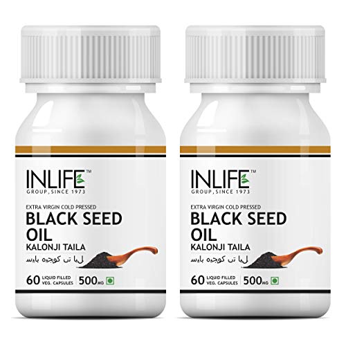 INLIFE Black Seed Oil, Extra Virgin Cold Pressed, 500 mg - 60 Vegetarian Capsules (2-Pack)