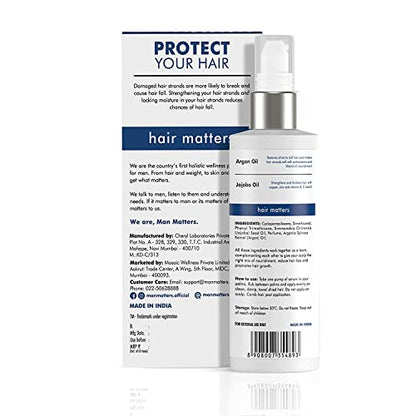 Man Matters Hair Serum for Men With Jojoba and Argan oil | For Silkier, Shinier, Smoother & Frizz Fr Shine & Smoothness | Non Sticky Hair Serum | 90ml