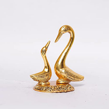 Love Birds Swanset Pair of Kissing Duck Metal Statue, Love for Romantic Gift to Boy friend, Girlfriend, Decor Your Home, Golden