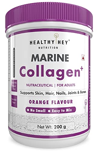 HealthyHey Marine Collagen Powder with Hyaluronic Acid (Orange, 200g)