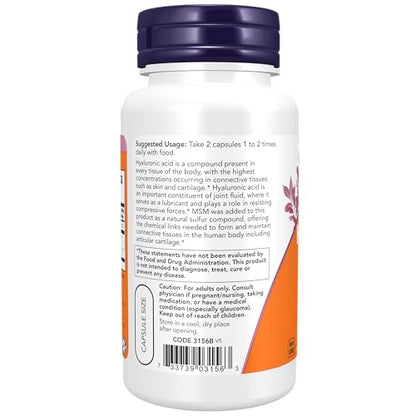 Now Foods Hyaluronic Acid 50 Mg And Msm Joint Support Capsules - 60 Veg Capsules