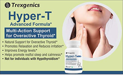 Trexgenics HYPER-T Overactive Thyroid Support VEGAN & NON-GMO (60 Veg. Capsules) (Pack of 1)